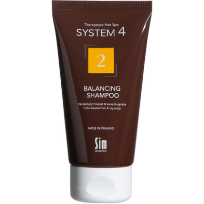 Sim System4  2 Balancing Shampoo - hiusväriä suojaava terapeuttinen shampoo kuivalle hiuspohjalle 75 ml (matkakoko)